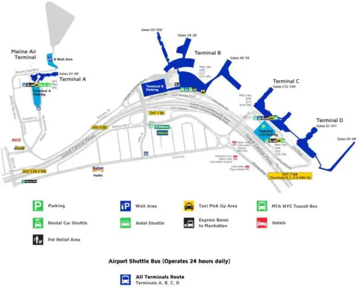 mapa aeropuerto la guardia nueva york
