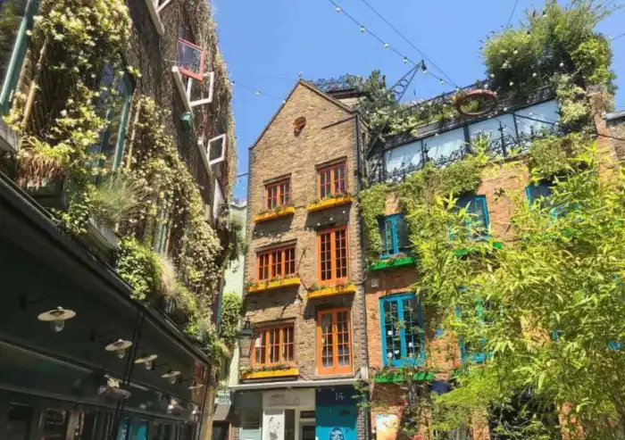 neals yard callejon con casas de vivos colores en londres