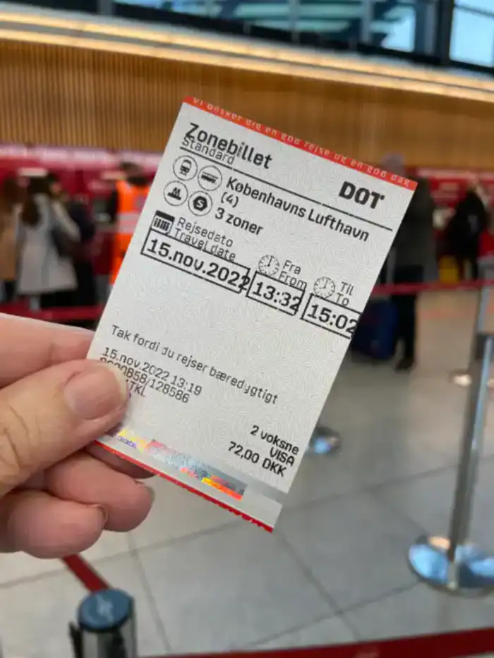ticket de tren con destino copenhague