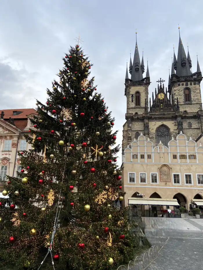 arbol navideno en la plaza de la ciudad vieja de praga